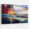 Designart - Sailship in Sea waves - Nautical Painting Print on Wrapped Canvas set